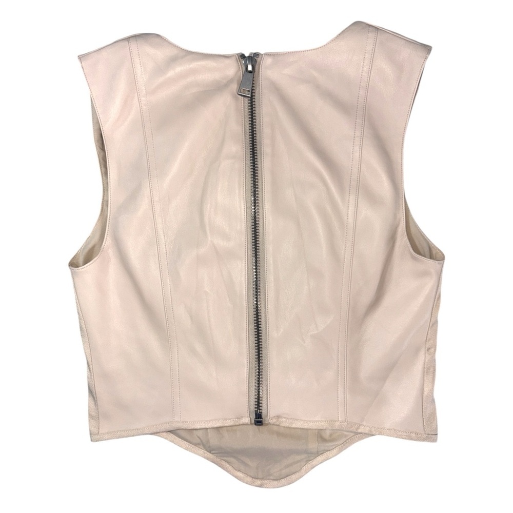 NWT Express Faux Leather Linen Blend Square Neck Cropped Corset Tank Size Small - Picture 10 of 10